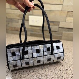 Vintage! Black satin with Mother of Pearl and Black Horn - mint condition.